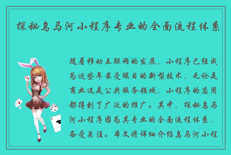 探秘乌马河小程序专业的全面流程体系