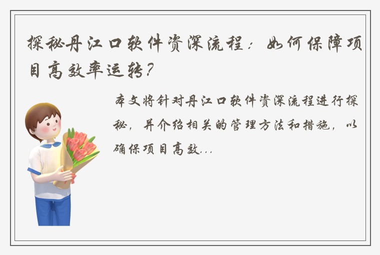 探秘丹江口软件资深流程：如何保障项目高效率运转？