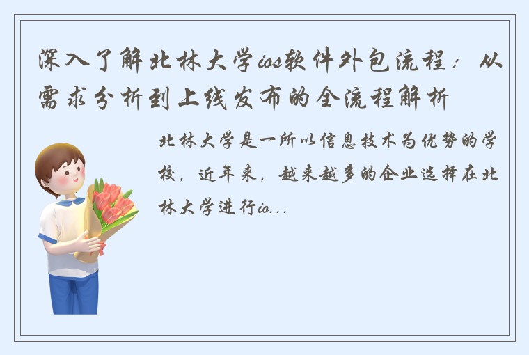 深入了解北林大学ios软件外包流程：从需求分析到上线发布的全流程解析