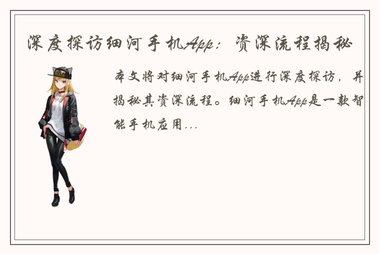 深度探访细河手机App：资深流程揭秘