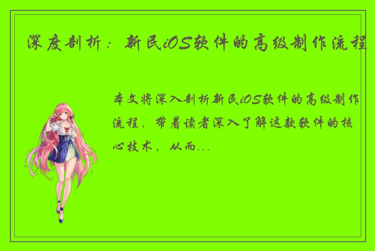 深度剖析:新民iOS软件的高级制作流程