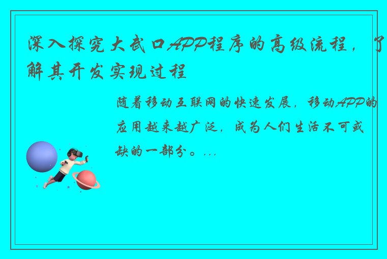 深入探究大武口APP程序的高级流程，了解其开发实现过程